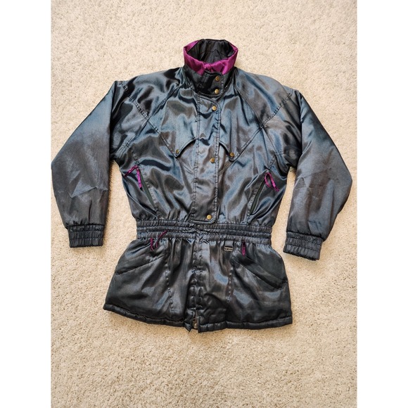 Jackets & Blazers - VINTAGE Pro Gear 90s Winter Ski Jacket Satin Nylon Womens Size Medium Jade Green